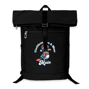 Fischbrötchen & Meer Möwe mit Weihnachtsmütze - Laptop-Rucksack  - Schwarz - Vorne