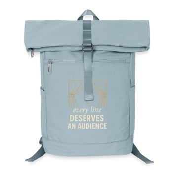 Spoken Word Open Mic Poetry Slam Writer Performer - Laptop-Rucksack  - Eisblau - Vorne