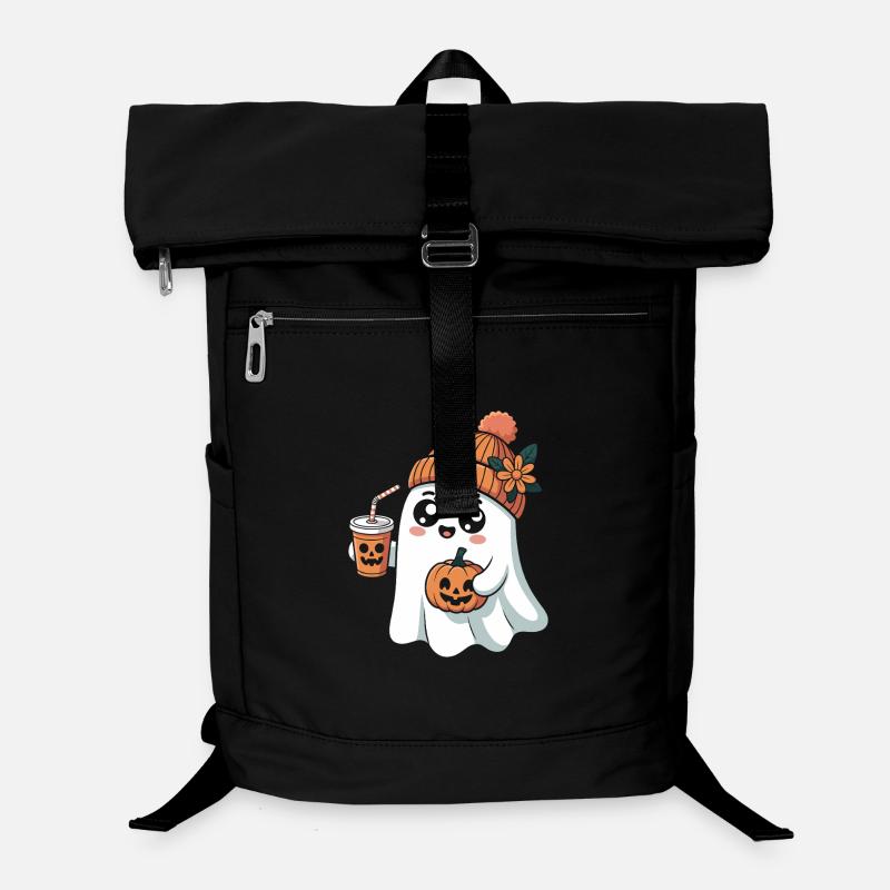 Fantôme mignon avec latte à la citrouille et aux épices Sac à dos ordinateur