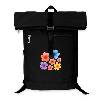 Aquarell Blumen – zart & feminin - Laptop-Rucksack  - Schwarz - Vorne