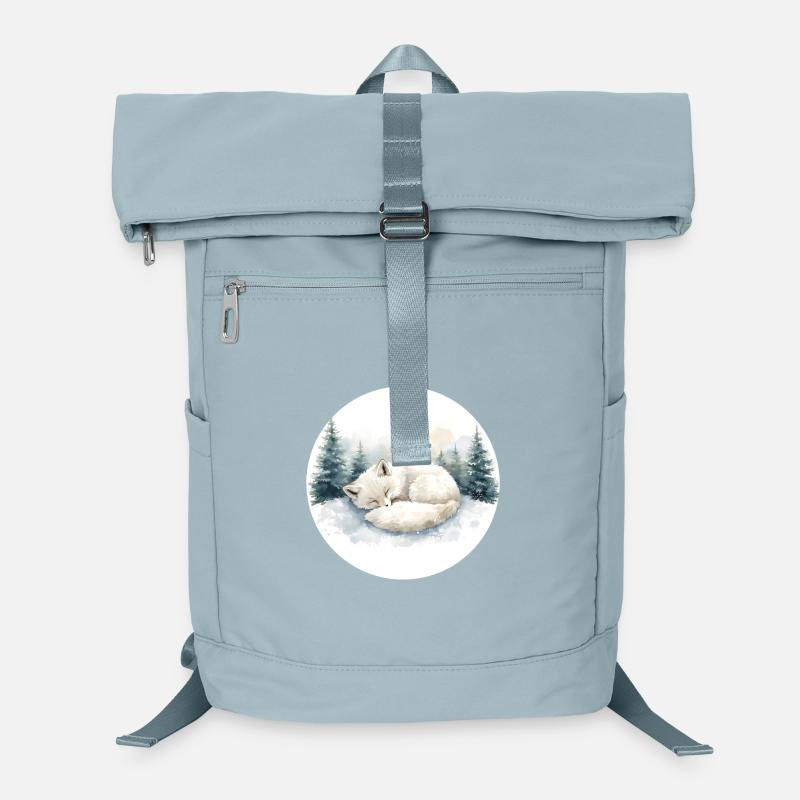 Polarfuchs Schneeschlaf Aquarell Laptop-Rucksack 