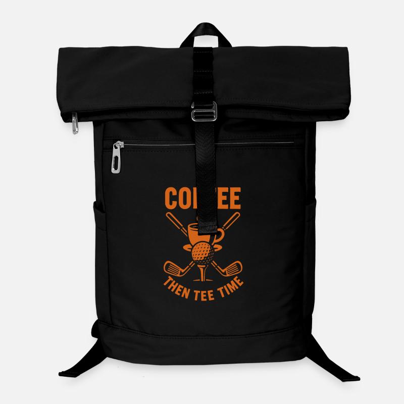 Café puis Tee Time Golf Humour Design Sac à dos ordinateur