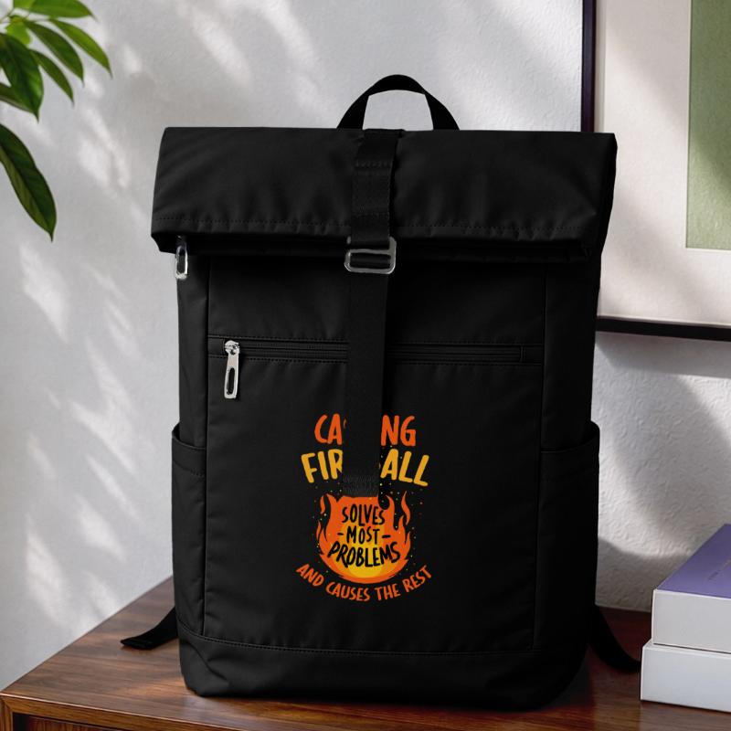 Casting Fireball Solves Problems RPG Gaming  Laptop Backpack