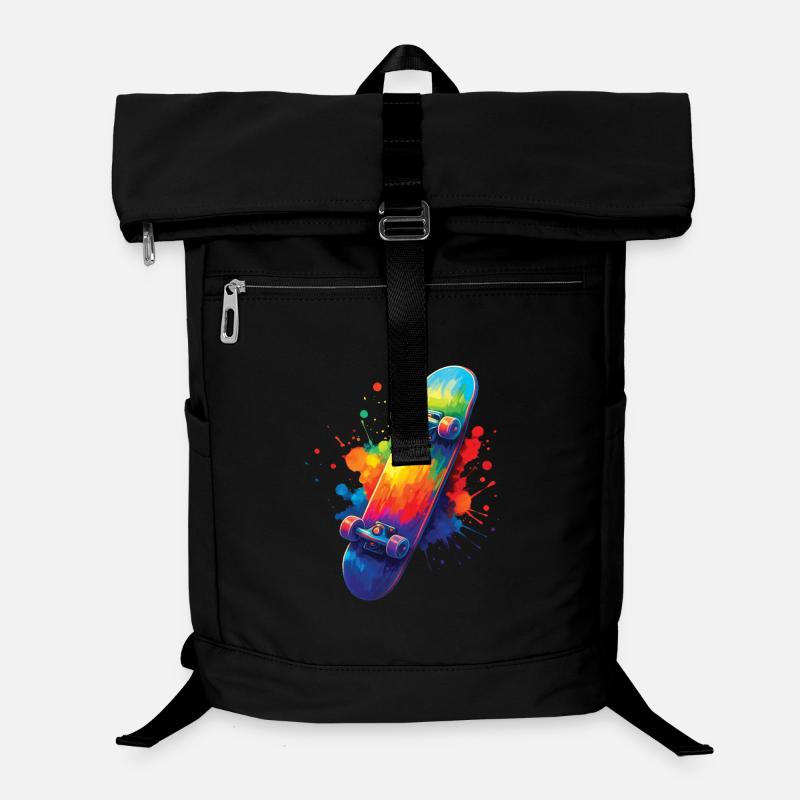 Skateboard Multicolore - Art Splash Skate Sac à dos ordinateur