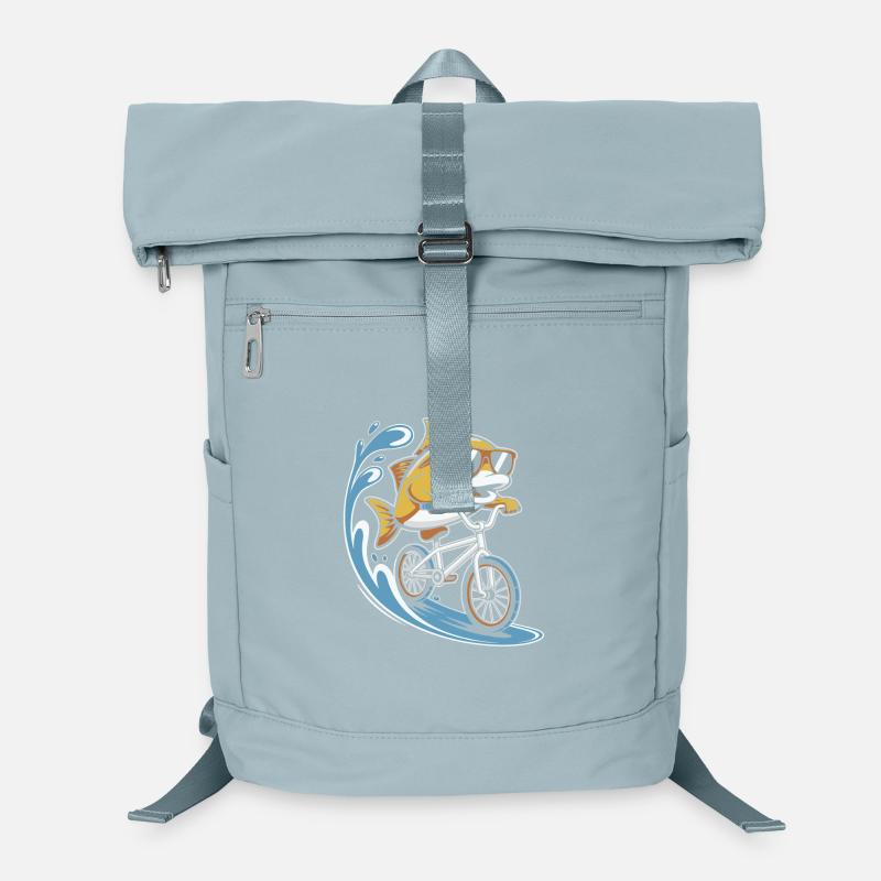 Fisch mit Sonnenbrille auf Fahrrad Laptop-Rucksack 