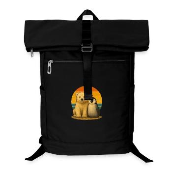 Ours polaires Pingouins Amoureux des animaux rétro - Sac à dos ordinateur - noir - Devant