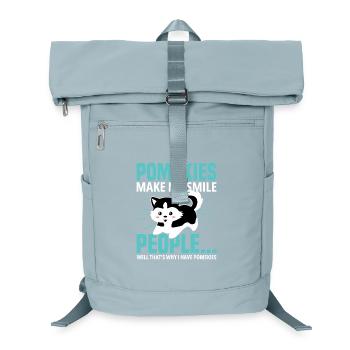 Pomsky birgt Hundegeschirr Pomsky Stofftier - Laptop-Rucksack  - Eisblau - Vorne
