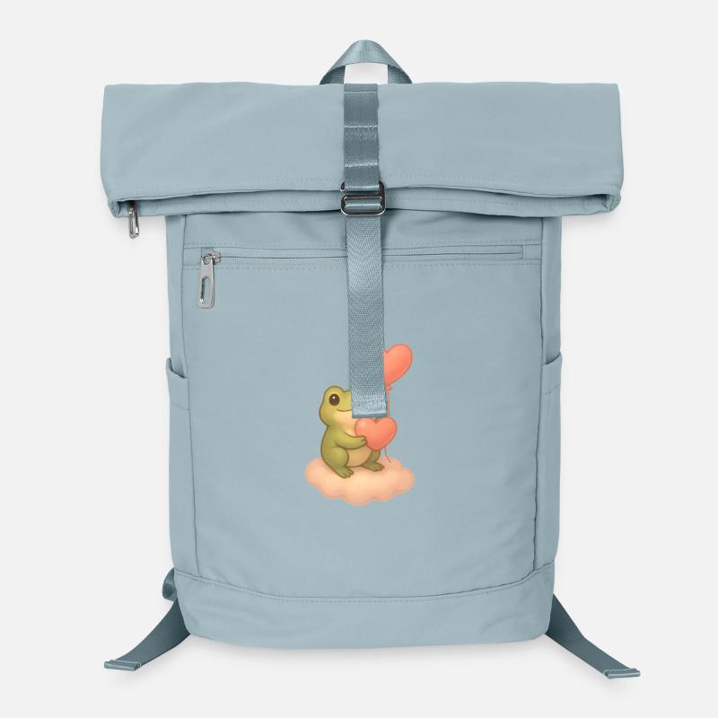 Kawaii Frog – Heart Balloon & Cloud Laptop Backpack