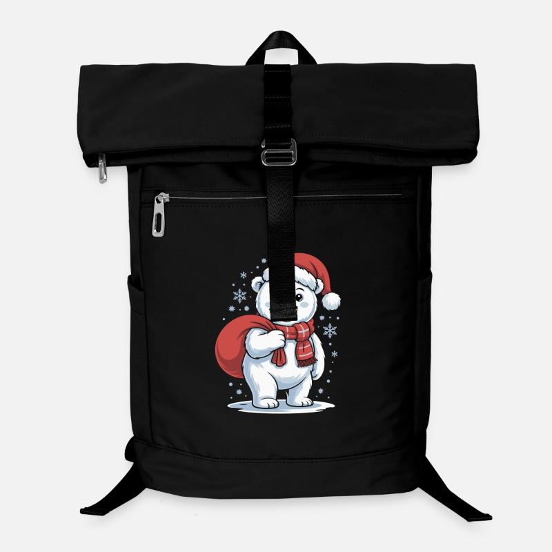 Ours polaire avec écharpe et bonnet rouges Sac à dos ordinateur