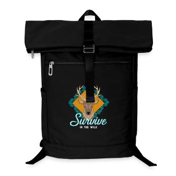Survive In The Wild Deer Motif - Laptop Backpack - black - Front