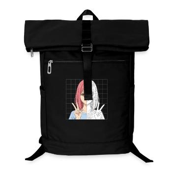 Anime Sketching Half Color Half Line Art - Laptop-Rucksack  - Schwarz - Vorne