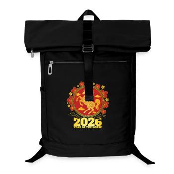 2026 Jahr des Pferde-Zodiac-Chinesischen Neujahrs - Laptop-Rucksack  - Schwarz - Vorne