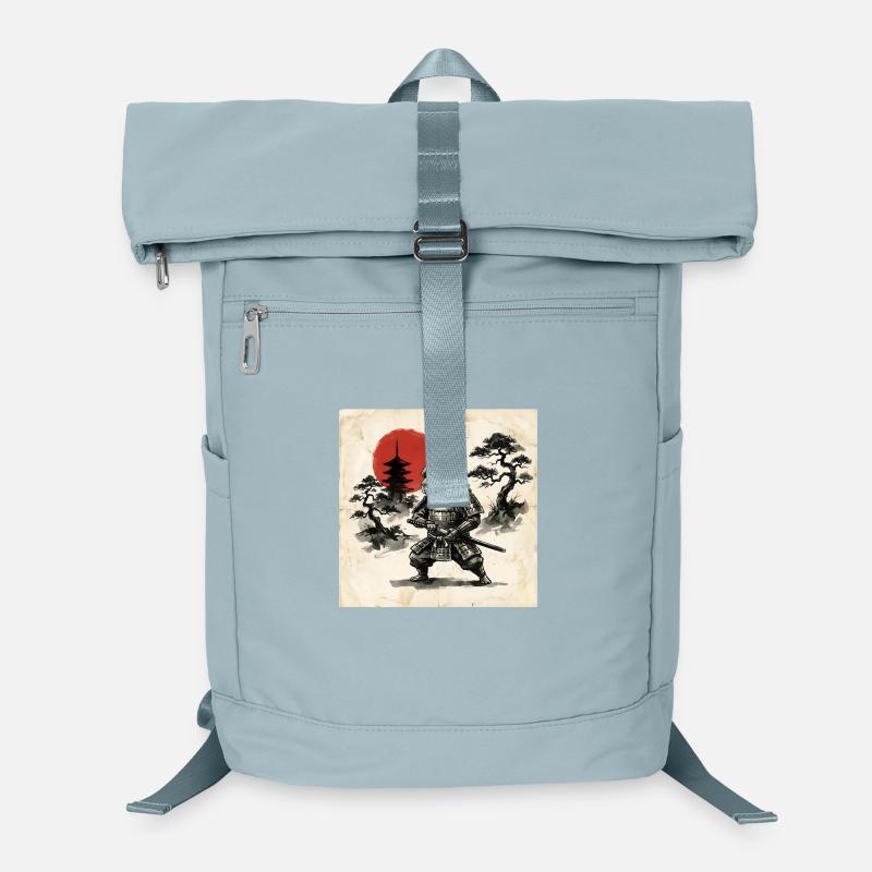 Hamster samouraï devant le soleil rouge du Japon Sac à dos ordinateur