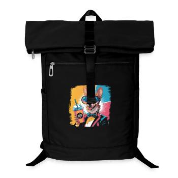 Corgi in retro look with drink and style - Laptop Backpack - black - Front