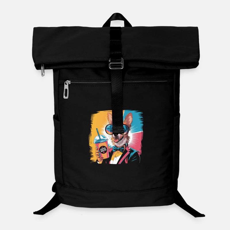 Corgi au look rétro avec boisson et style Sac à dos ordinateur
