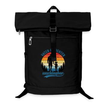 Vater & Tochter unschlagbar – Emotionales Retro - Laptop-Rucksack  - Schwarz - Vorne