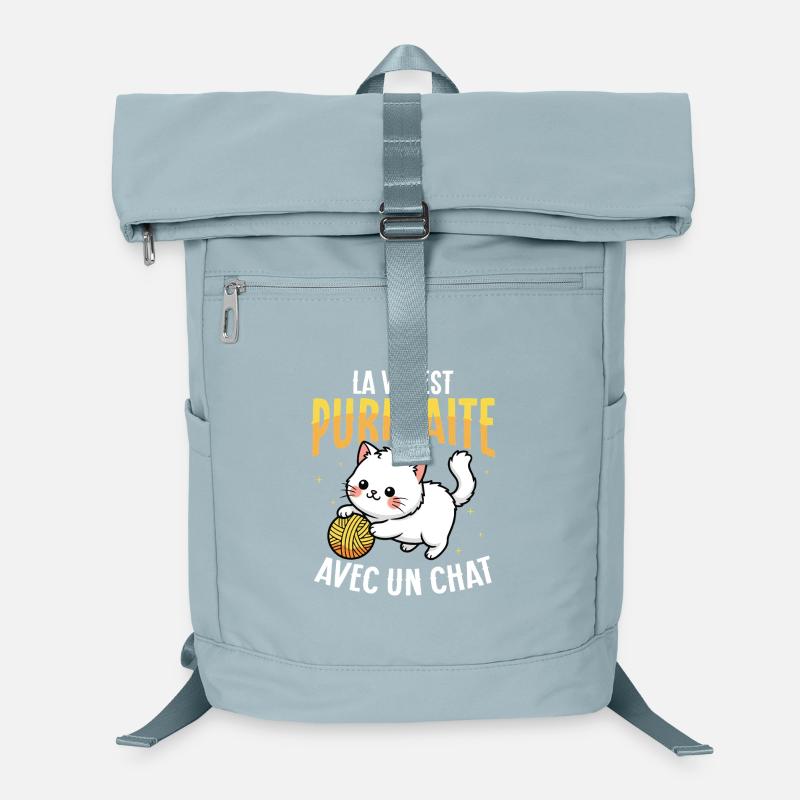 La vie ronronne avec un chat mignon Sac à dos ordinateur
