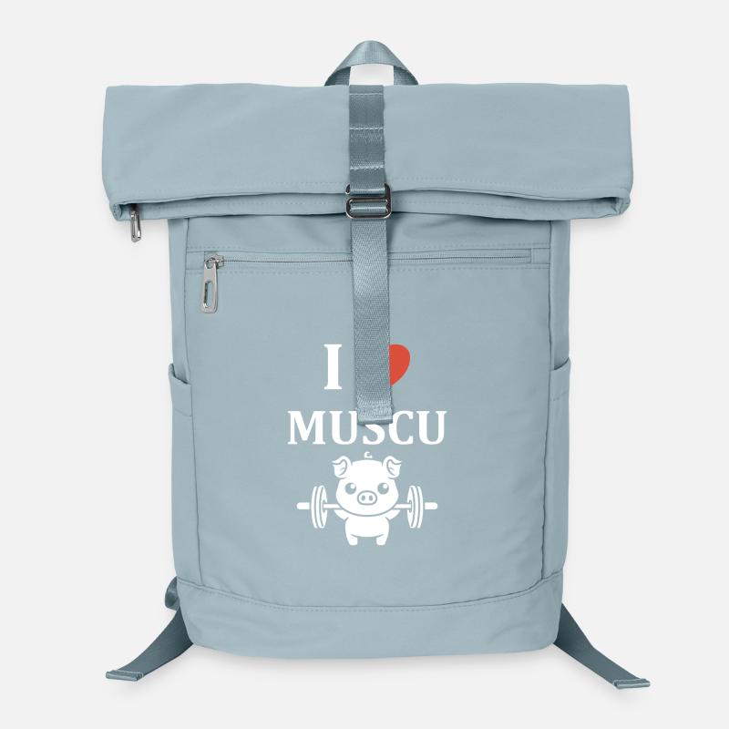 Ich liebe Muscu – ein starkes Schweine-Maskottchen Laptop-Rucksack 