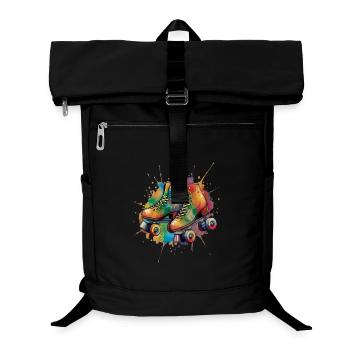 Rollschuhe – Retro urbane Sportillustration - Laptop-Rucksack  - Schwarz - Vorne