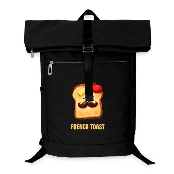 French Toast – Lustiges Cartoon-Brot mit Schnurrba - Laptop-Rucksack  - Schwarz - Vorne