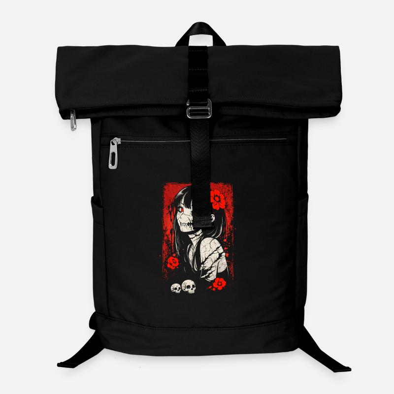 Japanisches Horror Anime Mädchen Gruseliges Goth Laptop-Rucksack 