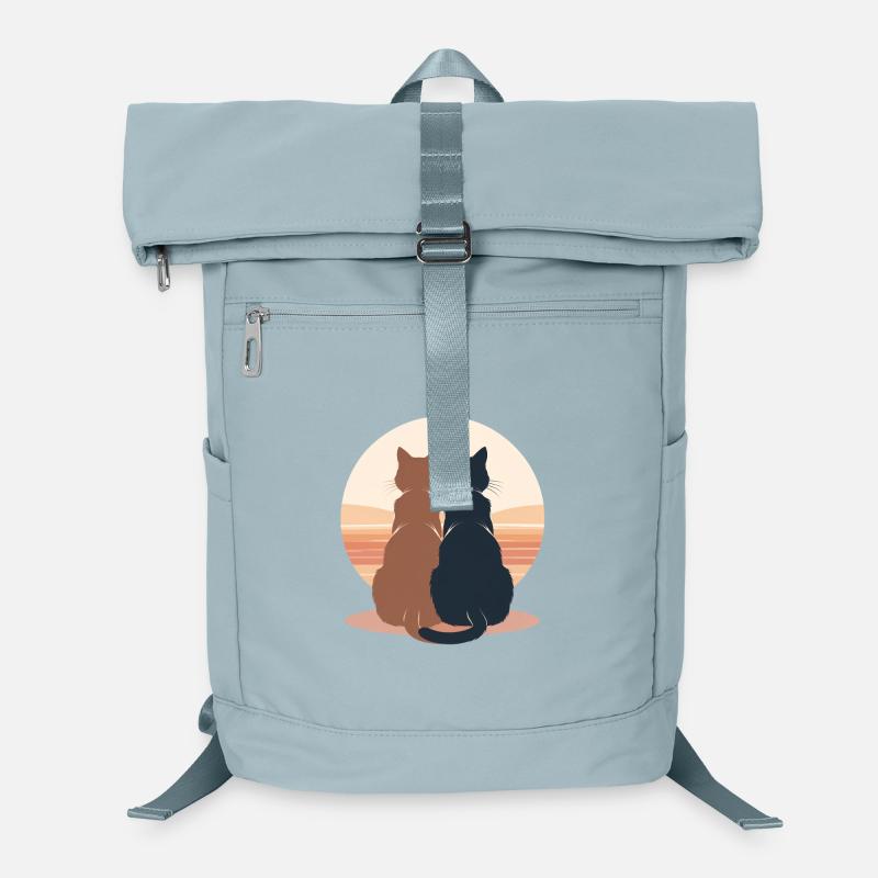 Deux chats au coucher du soleil Sac à dos ordinateur