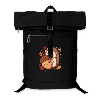 Süßer Igel mit Eichel Herbst - Laptop-Rucksack  - Schwarz - Vorne