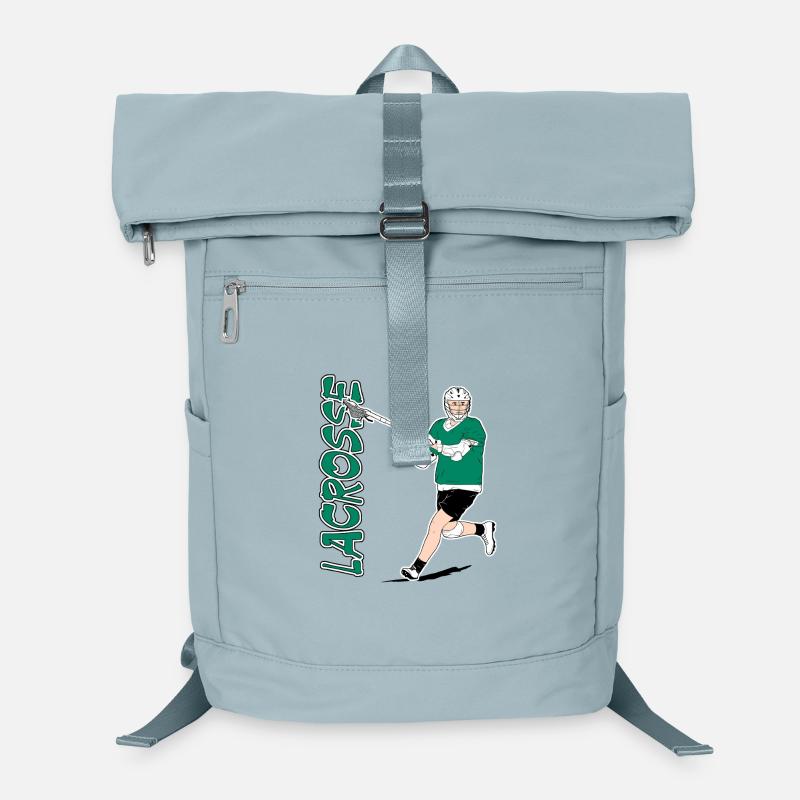 Lacrosse Grün Spieler Silhouette mit Schläger Laptop-Rucksack 