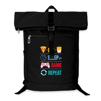 Répéter des citations de jeu Eat Sleep Game pour le joueur - Sac à dos ordinateur - noir - Devant