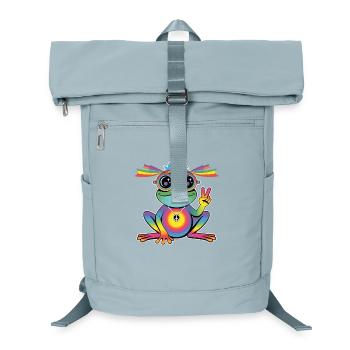 Hippie Frosch T-Shirt – Peace Regenbogen Frosch - Laptop-Rucksack  - Eisblau - Vorne