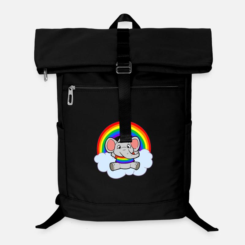 Colorful Baby Elephant Rainbow Cloud Laptop Backpack