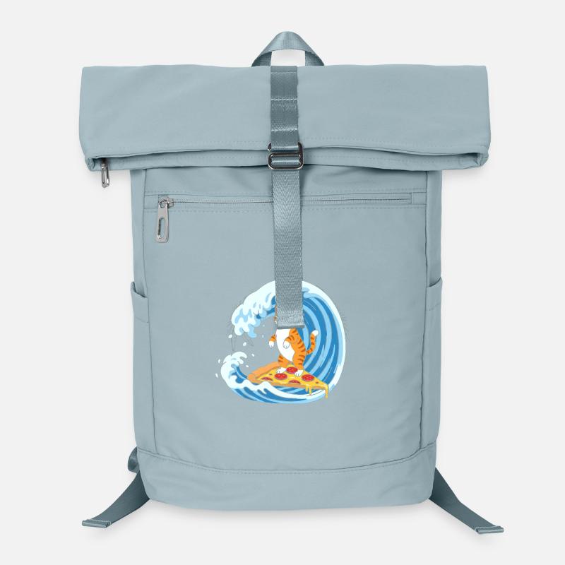 Surfer cat on pizza wave Laptop Backpack