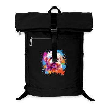 Colorful Dog Splash Art Bichon Fris - Laptop Backpack - black - Front