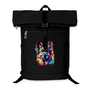 Bunte Deutscher Schäferhund-Splash-Art - Laptop-Rucksack  - Schwarz - Vorne