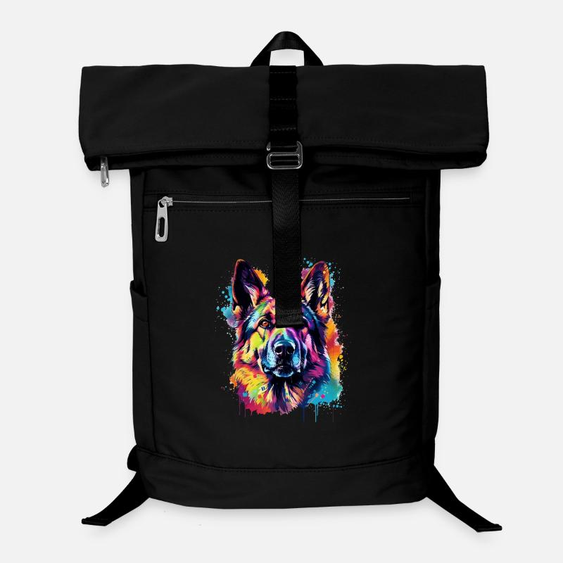 Bunte Deutscher Schäferhund-Splash-Art Laptop-Rucksack 