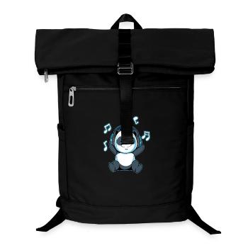 Music Panda with Headphones: Cute Music Motif - Laptop Backpack - black - Front