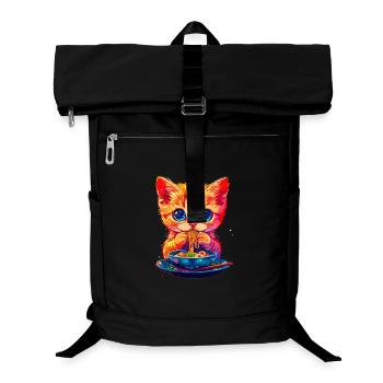 Motif de chat mignon avec des nouilles - Sac à dos ordinateur - noir - Devant