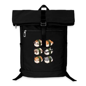 Kawaii Katze Sushi Nigiri Niedlich Neko Schlafend - Laptop-Rucksack  - Schwarz - Vorne