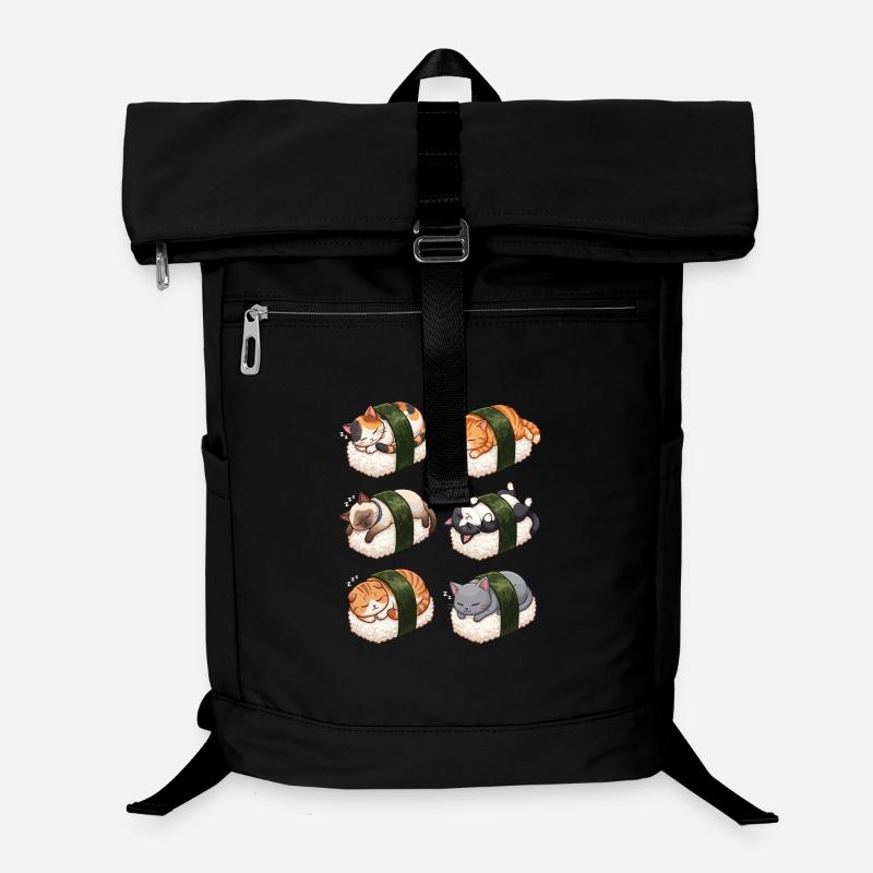 Kawaii Cat Sushi Nigiri Cute Neko Sleeping Laptop Backpack