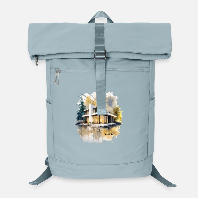 Villa moderne aquarelle Sac à dos ordinateur