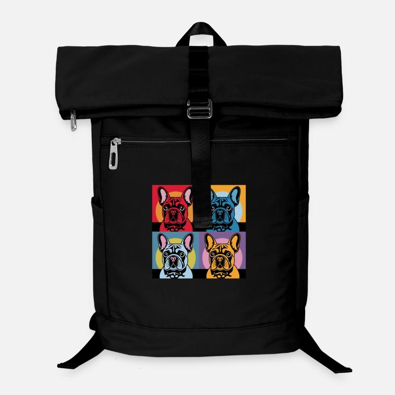Bouledogues français Pop Art Colorés Sac à dos ordinateur