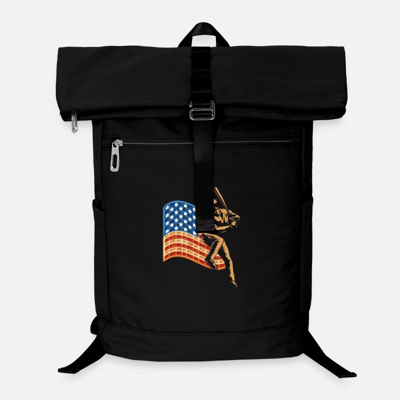 Baseball Player Waffle USA Flag Laptop Backpack