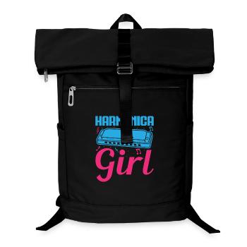 Funny Harmonica Player Girl Harmonica - Laptop-Rucksack  - Schwarz - Vorne
