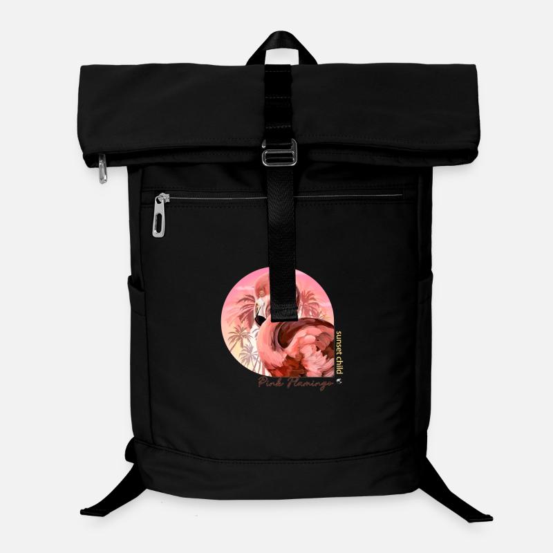 Illustration de flamant rose dans le cercle du coucher de soleil Sac à dos ordinateur