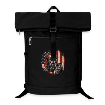 Skeleton Biker Patriotic Motorcycle USA - Laptop Backpack - black - Front