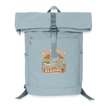 Wild About Reading Wolf Retro Books Saying - Laptop Backpack - ice blue - Front
