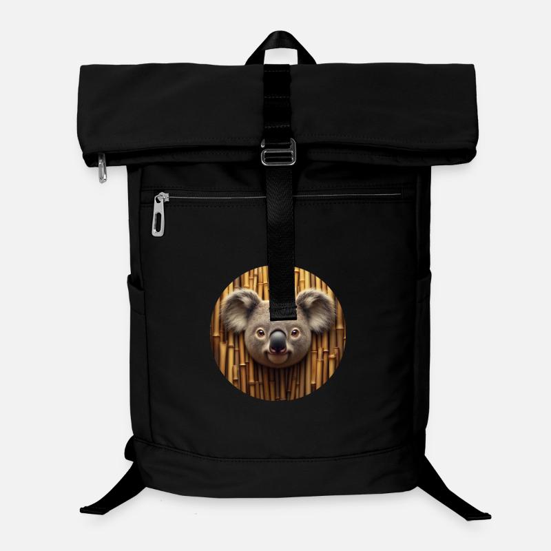 Koala head in front of bamboo wall Laptop Backpack