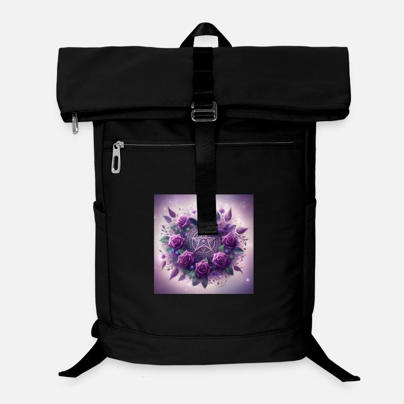  Pentagramm mit Hexen Hut Lila Laptop-Rucksack 