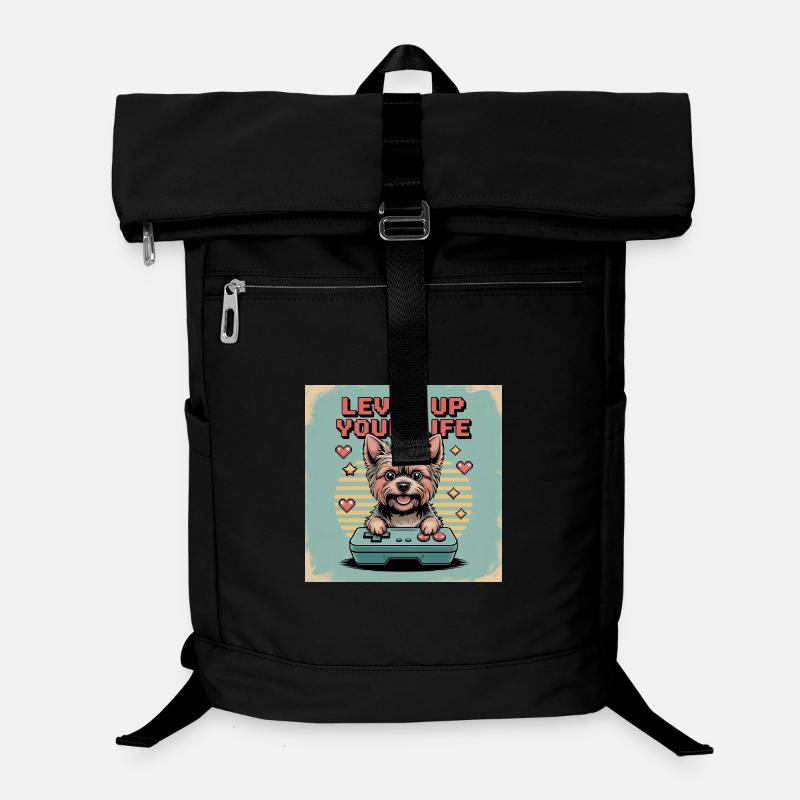 Pixel Dog et Level Up Theme - Sac à dos ordinateur - noir