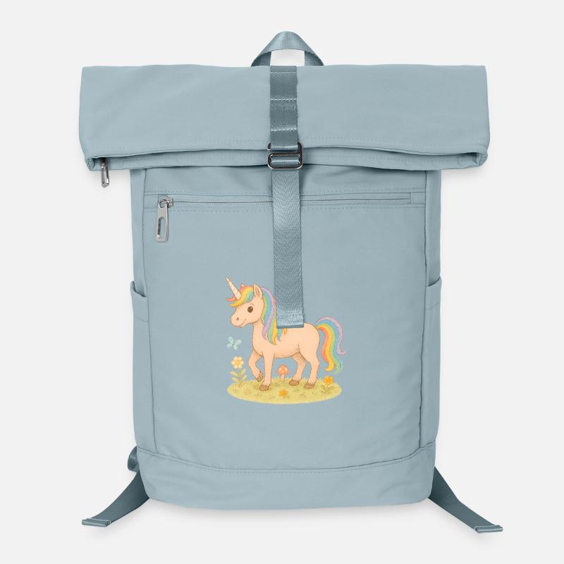 Buntes Einhorn mit Blumen und Schmetterling Laptop-Rucksack 